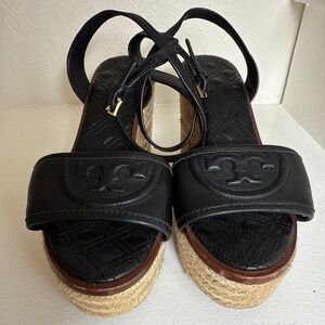 Tory Burch Black Platform Wedges